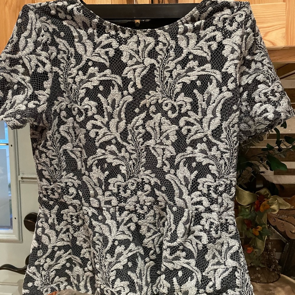 Elegant Black and White Floral Top